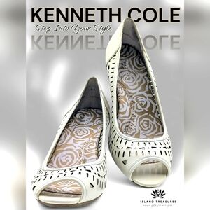 Kenneth Cole Reaction Wedge Platforms Sz 9.5 M W Chill 2 The Bone Cream Leather